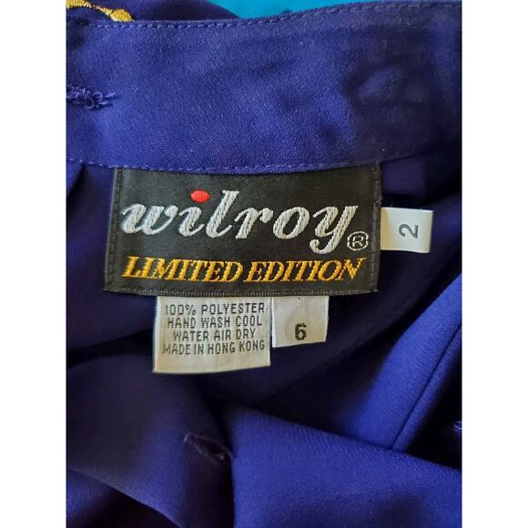 Vintage 70s Wilroy Purple Gold Embroidered Sheer Silky Statement Blouse, Size 6 - Picture 2 of 14